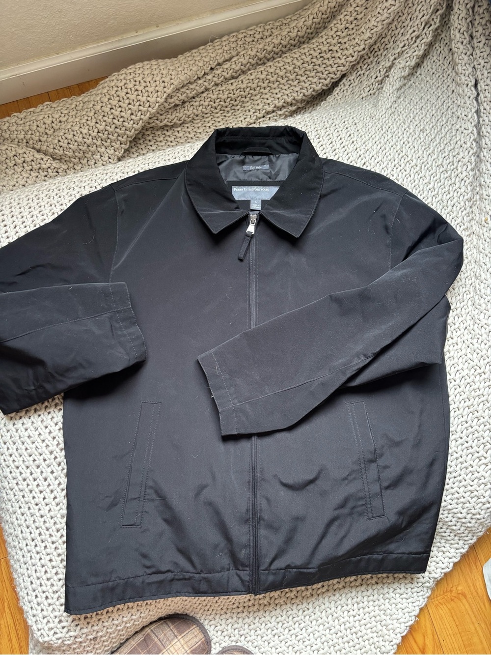 Perry Ellis Black Zip-Front Casual Jacket